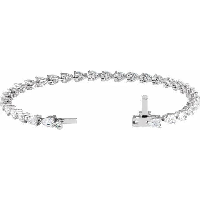 14K White 6 1/2 CTW Lab-Grown Diamond Pear Shape Bracelet