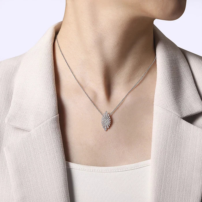 14K White Gold Diamond Pendant Necklace