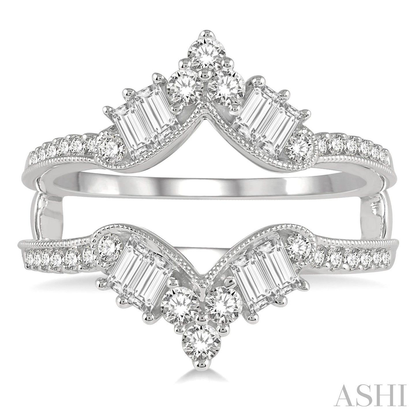 Chevron Baguette Diamond Insert Ring