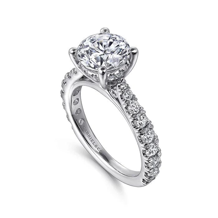 14K White Gold Round Diamond Engagement Ring