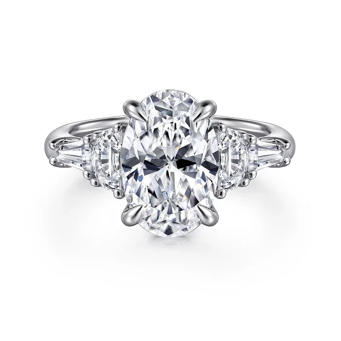 18K White Gold Oval Cut Five Stone Diamond Engagement Ring 3.81tw