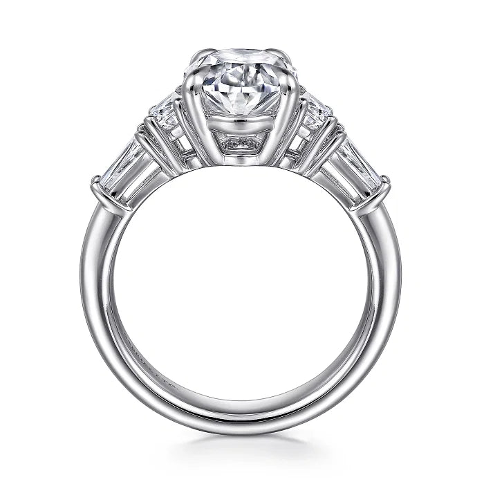 18K White Gold Oval Cut Five Stone Diamond Engagement Ring 3.81tw