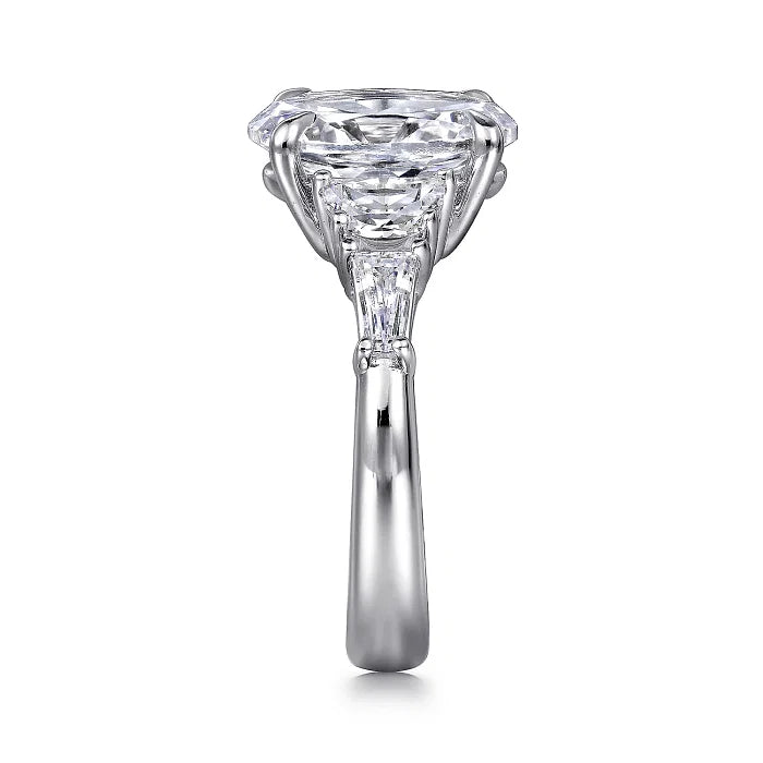 18K White Gold Oval Cut Five Stone Diamond Engagement Ring 3.81tw