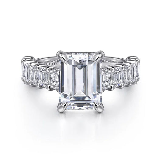 18k Emerald Cut Engagement Ring