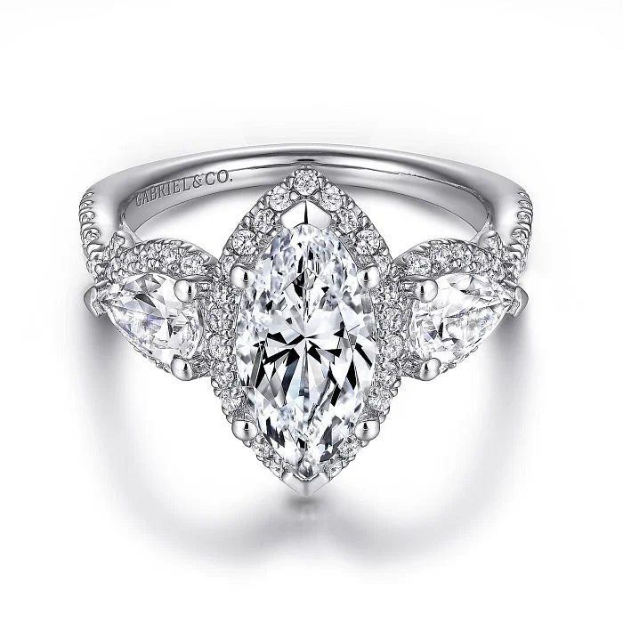 14K White Gold Marquise Shape Diamond Engagement Ring