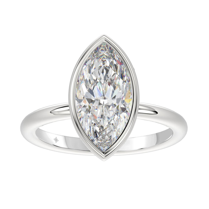Marquise Diamond Engagement Ring Bezel Set
