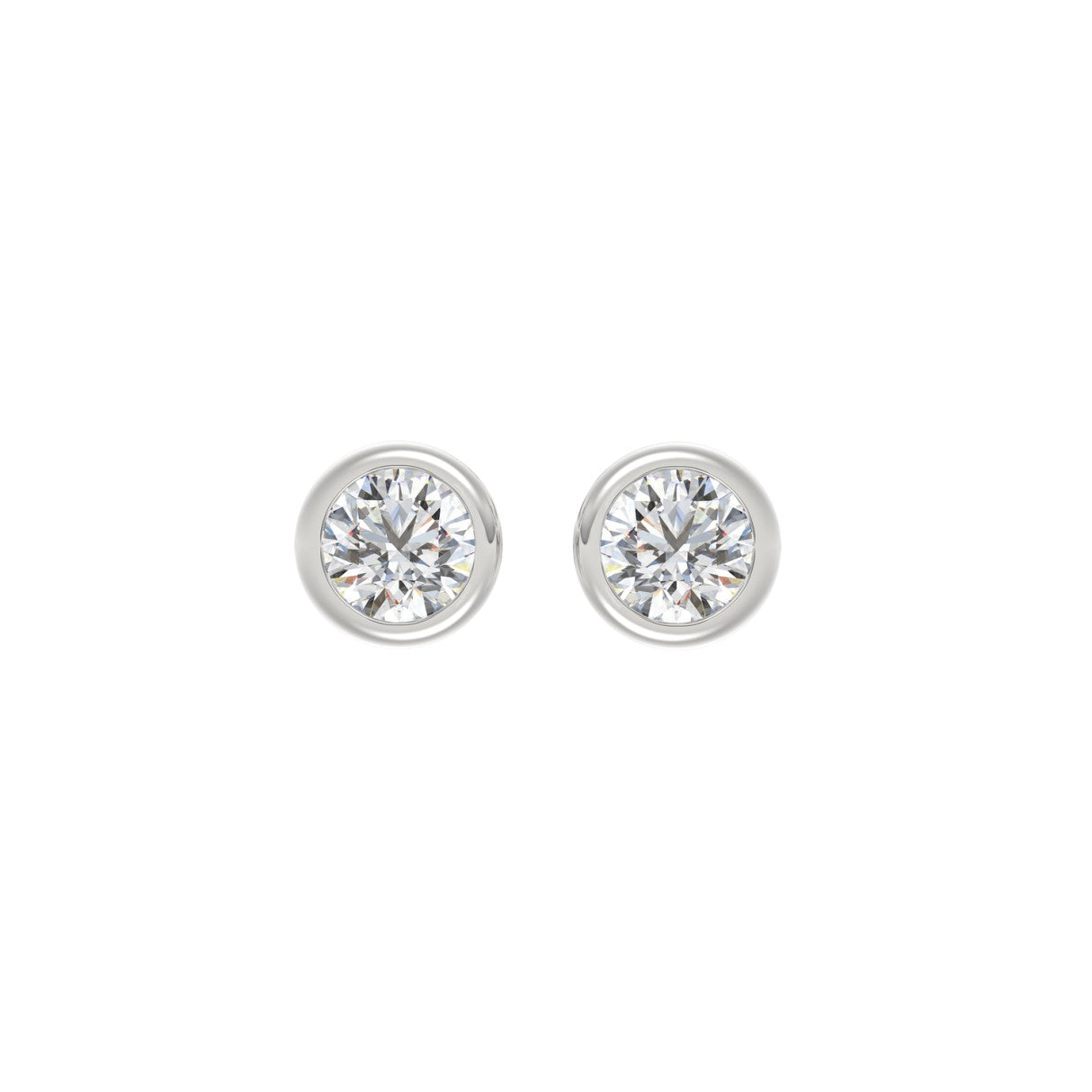 2 Carat Round Cut Bezel Diamond Earrings