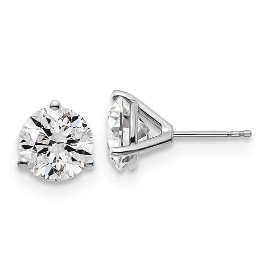 14k White Gold 5 carat total weight Round Certified VS GH Lab Grown Diamond 3 Prong Studs