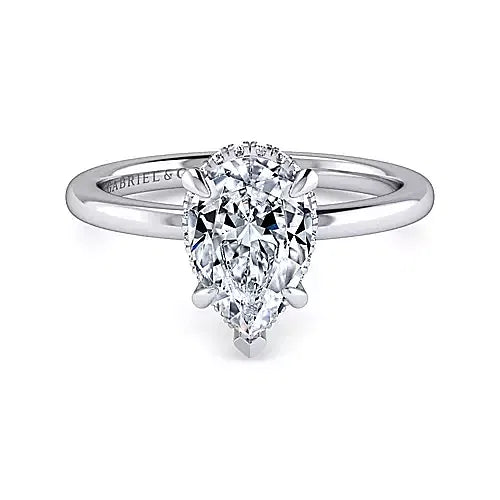 2 Carat Pear Shape Hidden Halo Engagement Ring