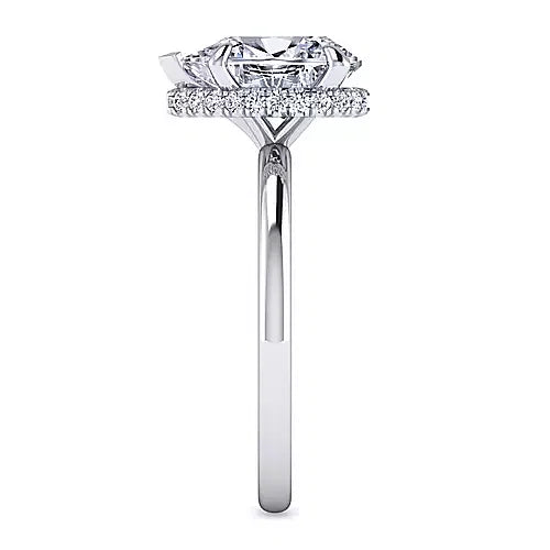 2 Carat Pear Shape Hidden Halo Engagement Ring