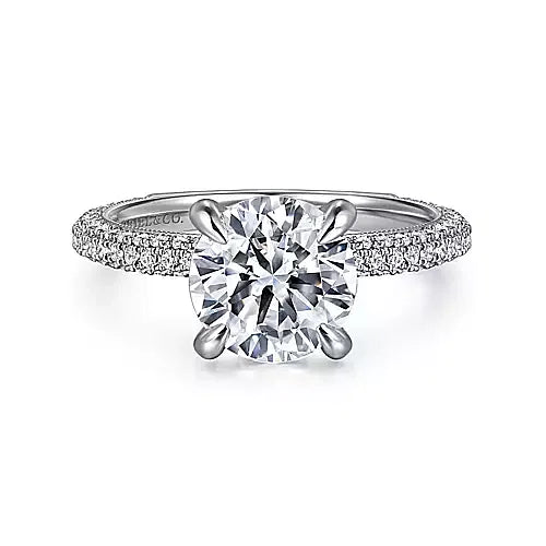 14K White Gold Round Diamond Engagement Ring 2.56 carats