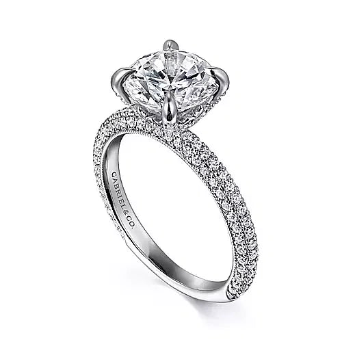 14K White Gold Round Diamond Engagement Ring 2.56 carats