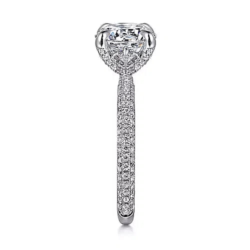14K White Gold Round Diamond Engagement Ring 2.56 carats