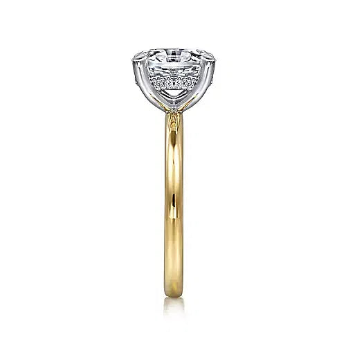 14K White-Yellow Gold Hidden Halo Oval Diamond Engagement Ring