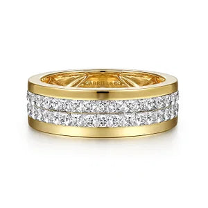 14k Yellow Gold Men's Princess Cut Diamond Band 1.66ctw