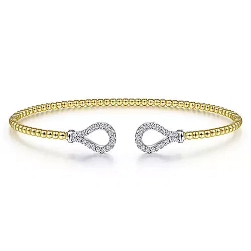 14K Yellow-White Gold Bujukan Diamond Teardrops Bangle