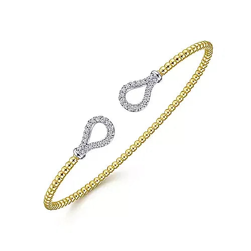 14K Yellow-White Gold Bujukan Diamond Teardrops Bangle