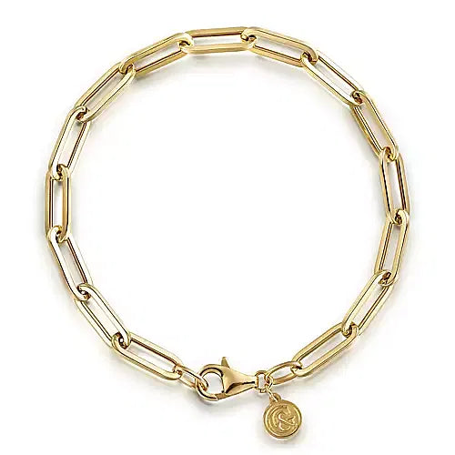 7 inch 14K Yellow Gold  Paperclip Chain Bracelet