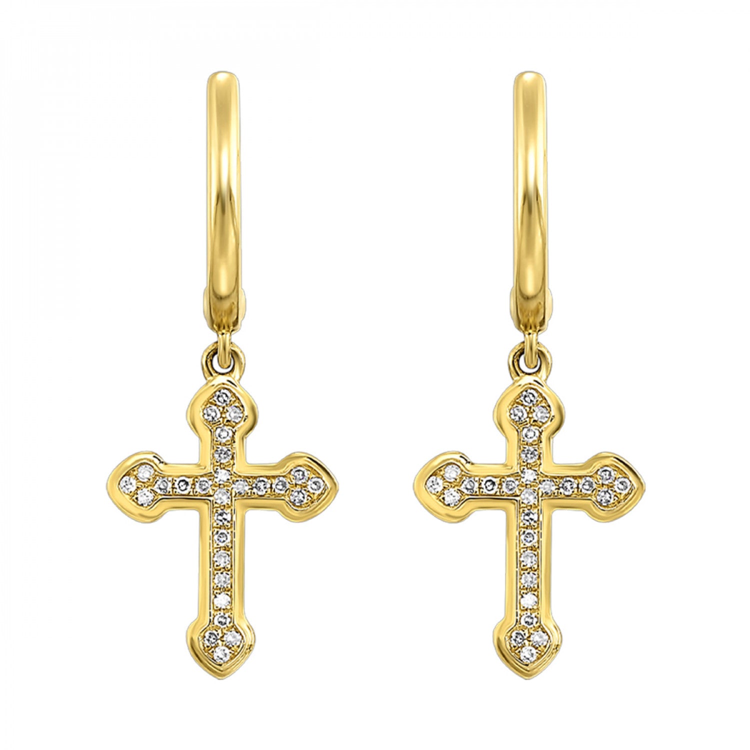 Gorgeous Round Diamond Cross Hoop Earrings in 14K Gemmas Jewelers