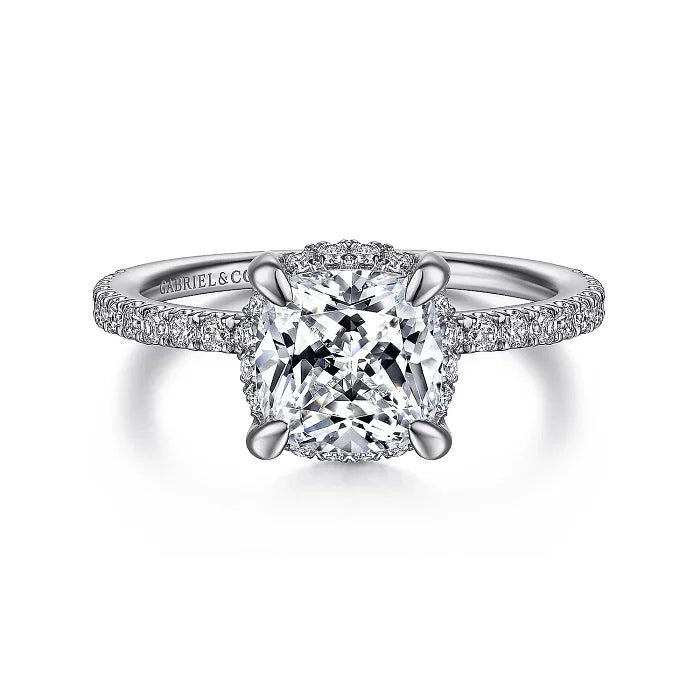 Hidden Halo Cushion Cut Diamond Engagement Ring