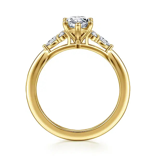 14K Yellow Gold Marquise Shape Diamond Engagement Ring