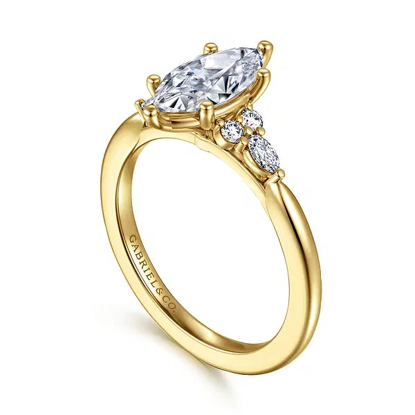 14K Yellow Gold Marquise Shape Diamond Engagement Ring