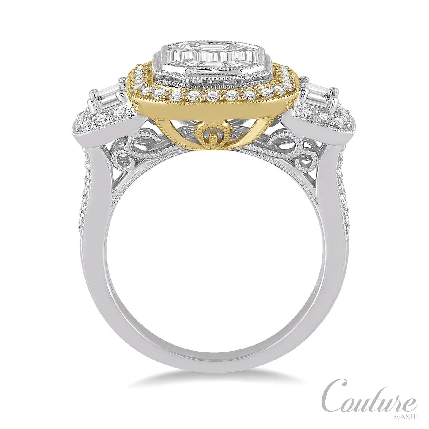 18k Couture Baguette Cocktail Ring 2 Carats