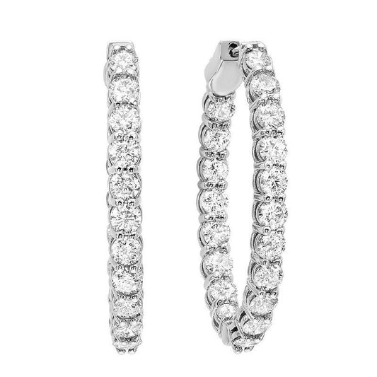 14KWhite Gold In-Out Diamond Earrings 3 ct
