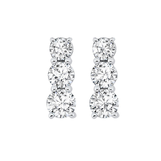 Silver Diamond 3 Stone Earring 1/3ctw