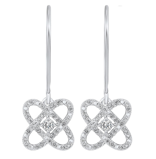 Ladies Sterling Silver 1/4 ctw Diamond Earrings LOVE'S CROSSING Collection