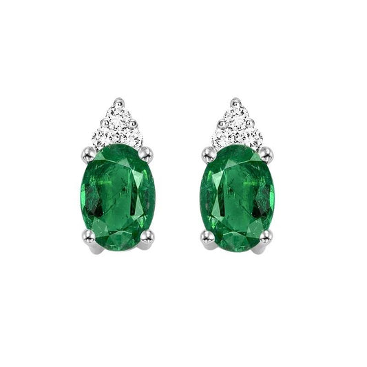10KT White Gold Birthstone Earrings - Emerald - May