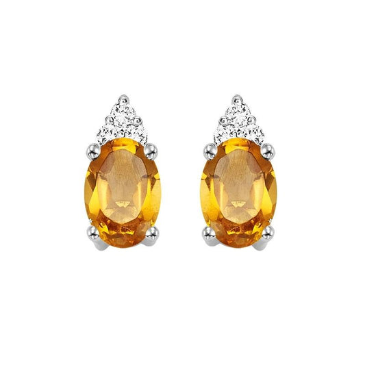 10KT White Gold Birthstone Earrings - Citrine - November
