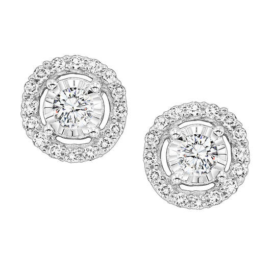 14K White Gold Diamond Earrings 1 ct