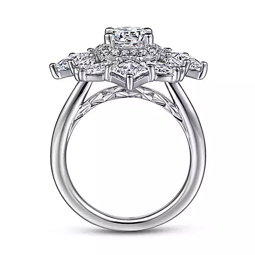 14K White Gold Fancy halo Round Diamond Engagement Ring 2.41 Carats