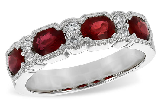 14KT Gold Ladies Ruby Diamond Wedding Ring