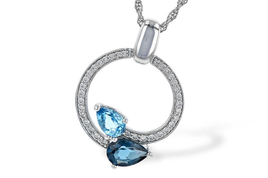 14k Blue Topaz Diamond Necklace