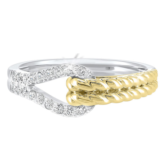 14k two tone diamond LOVES CROSSING Collection Diamond Ring