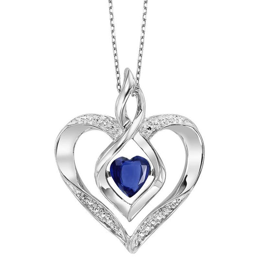 Silver Diamond & Created Sapphire Pendant
