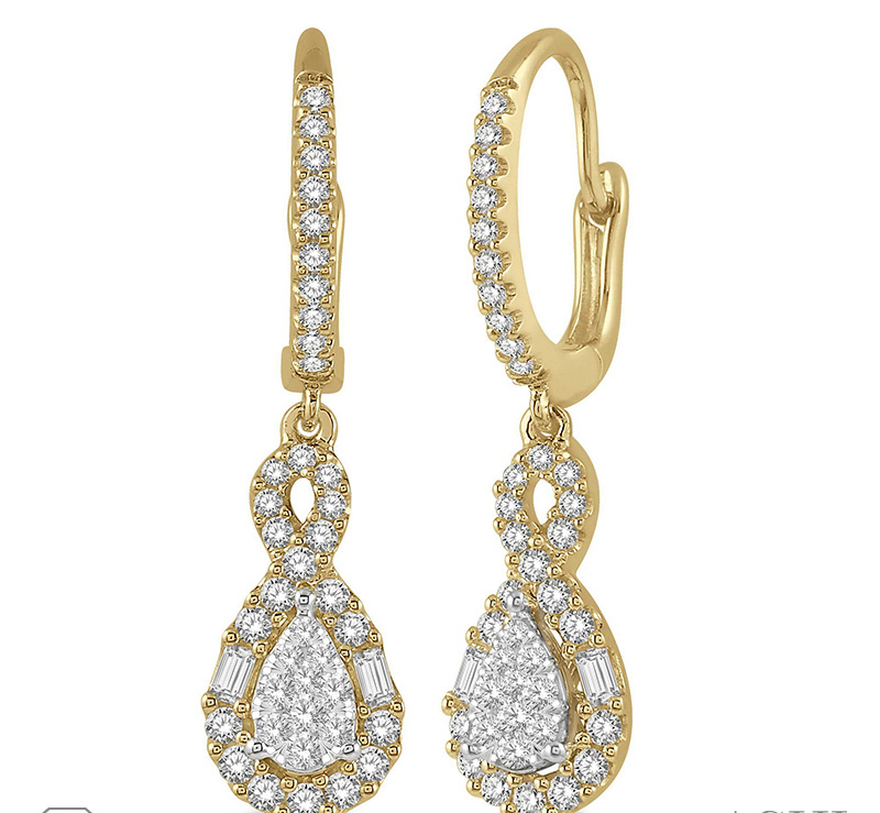 5/8 Ctw Pear Shape Lovebright Diamond Earrings in 14K Yellow and White Gold