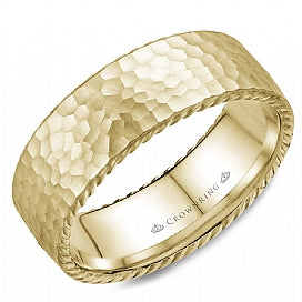 14k Yellow Gold Rope Hammered Wedding Band