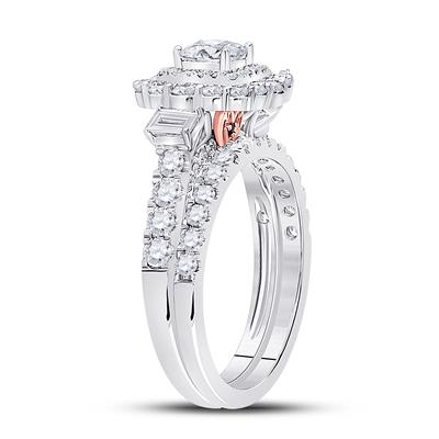 14K TWO-TONE GOLD PRINCESS DIAMOND BRIDAL WEDDING RING SET 2 CTTW (CERTIFIED)