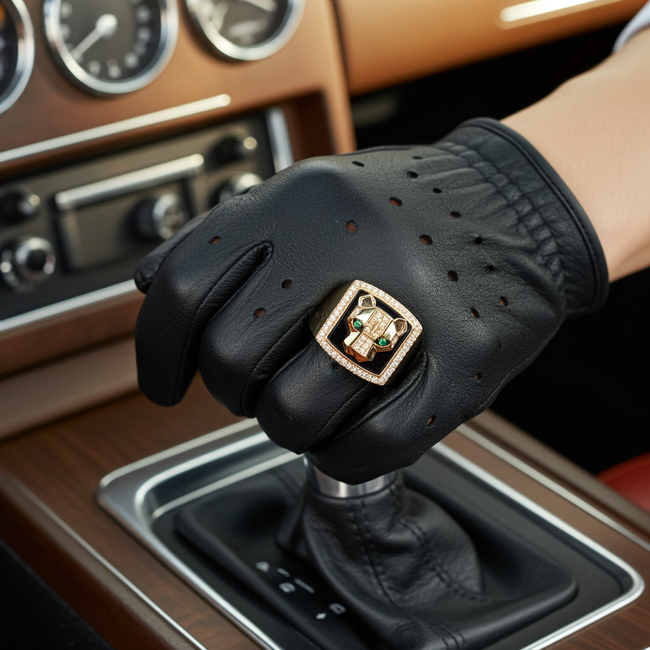 Modern Design Black Onyx and Diamonds EFFY Panther Ring with Tsavorite Eyes in 14K