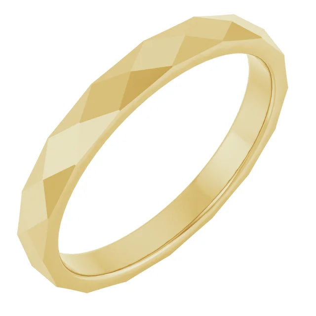 14K Gold Geometric Faceted Flat Band