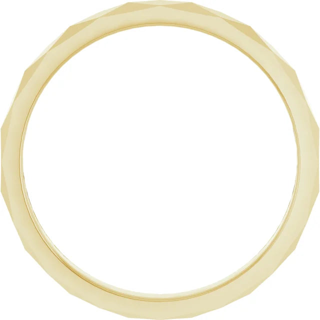 14K Gold Geometric Faceted Flat Band