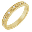 14k Yellow Gold Milgrain Floral Diamond Band Size 7