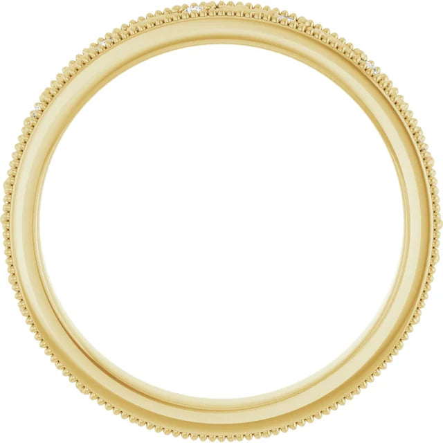 14k Yellow Gold Milgrain Floral Diamond Band Size 7