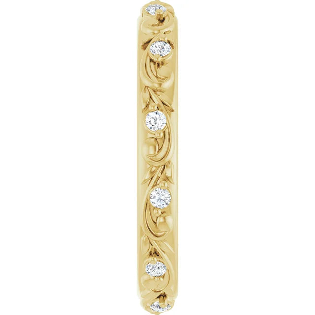 14K Yellow Gold  Round 1/6 CTW Natural Diamond Floral Band