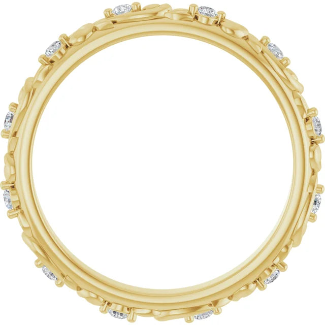 14K Yellow Gold  Round 1/6 CTW Natural Diamond Floral Band