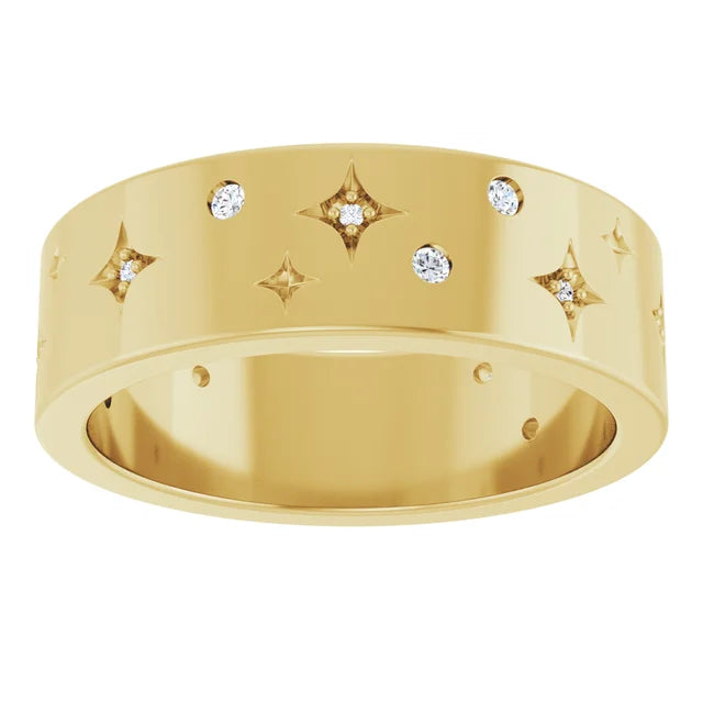 14K Yellow 1/8 CTW Natural Diamond Star Band