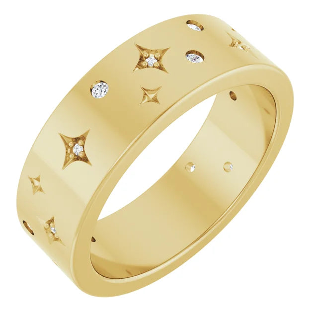 14K Yellow 1/8 CTW Natural Diamond Star Band